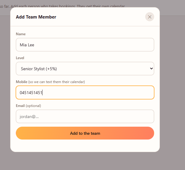 Adding a team member